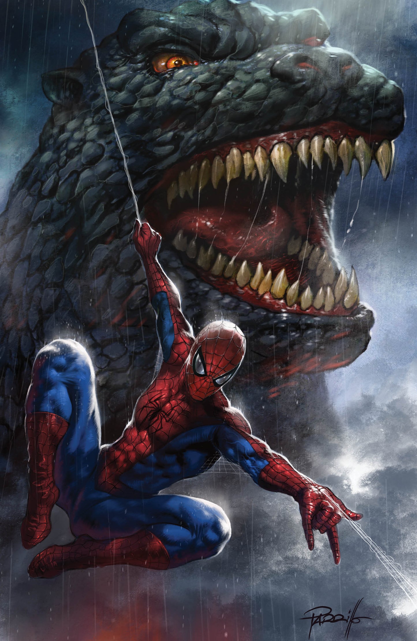 GODZILLA VS SPIDER-MAN #1 MARVEL Parrillo Rebel Base FULL ART Exc VARIANT PRESALE